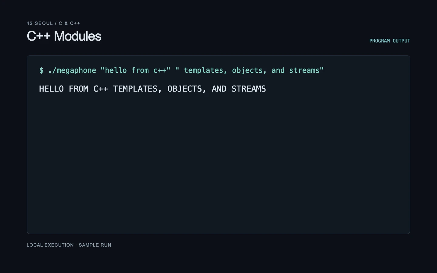 42cursus CPP Modules — Program output
