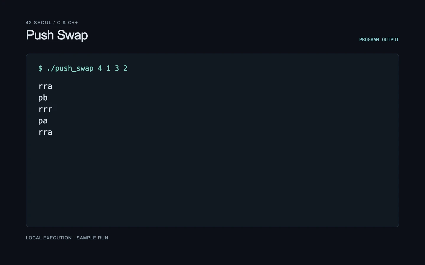42cursus_push_swap — Program output