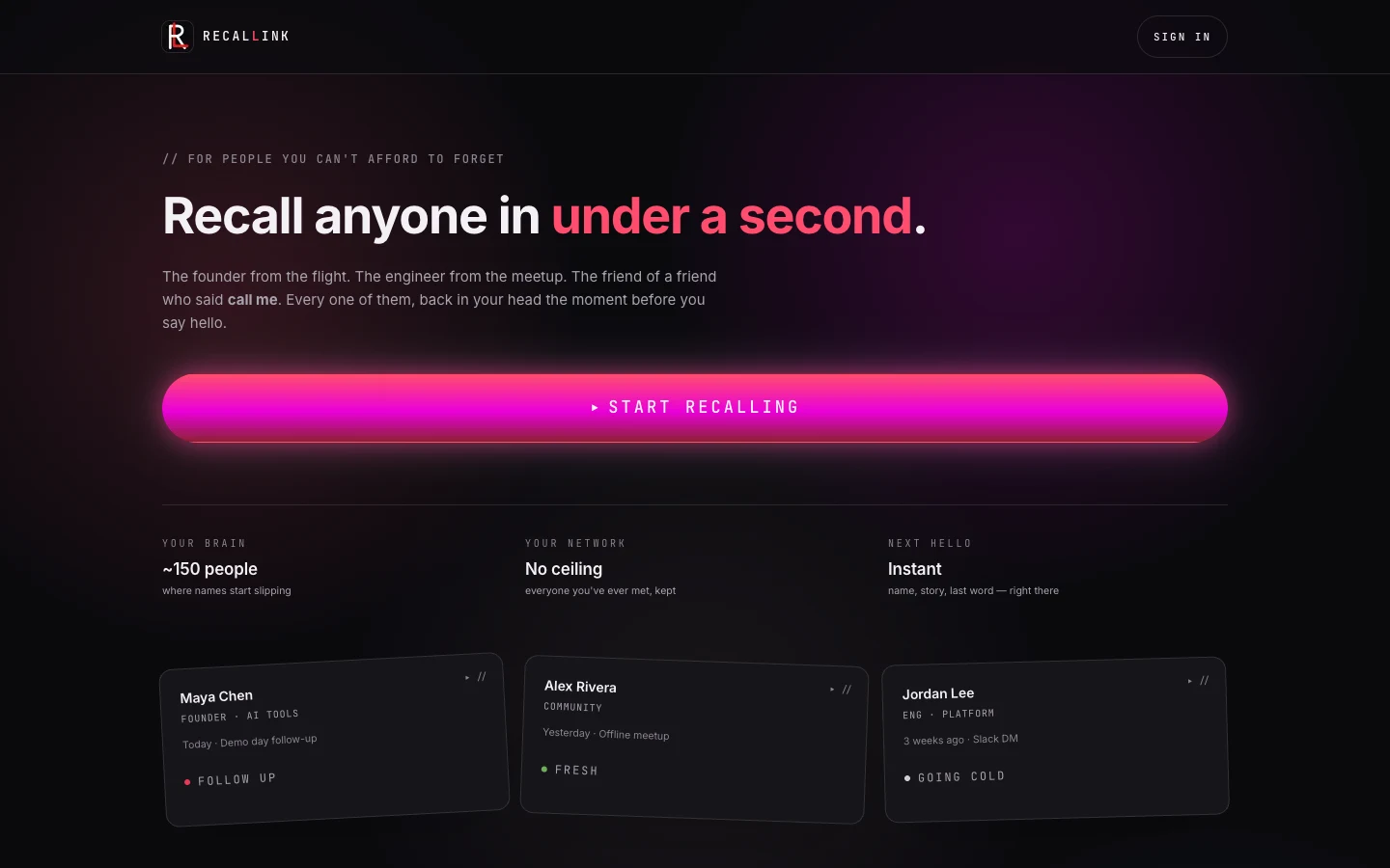 Recallink · Core & Docs — Website capture