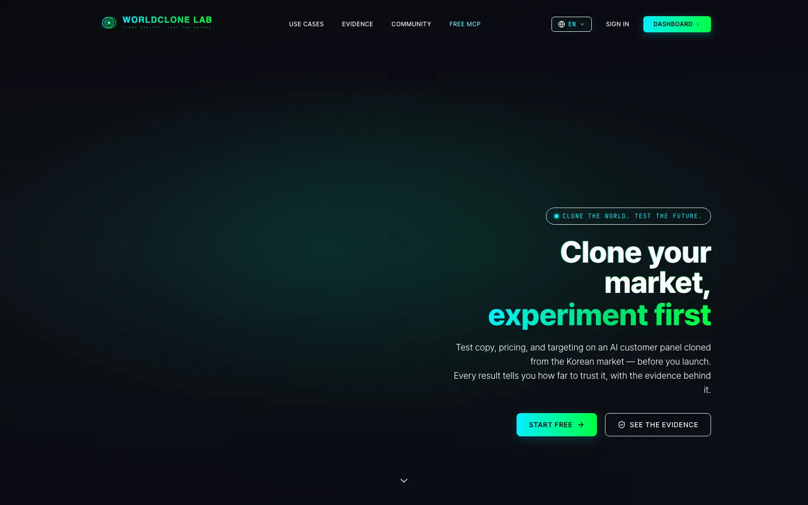 WorldClone Lab project interface preview