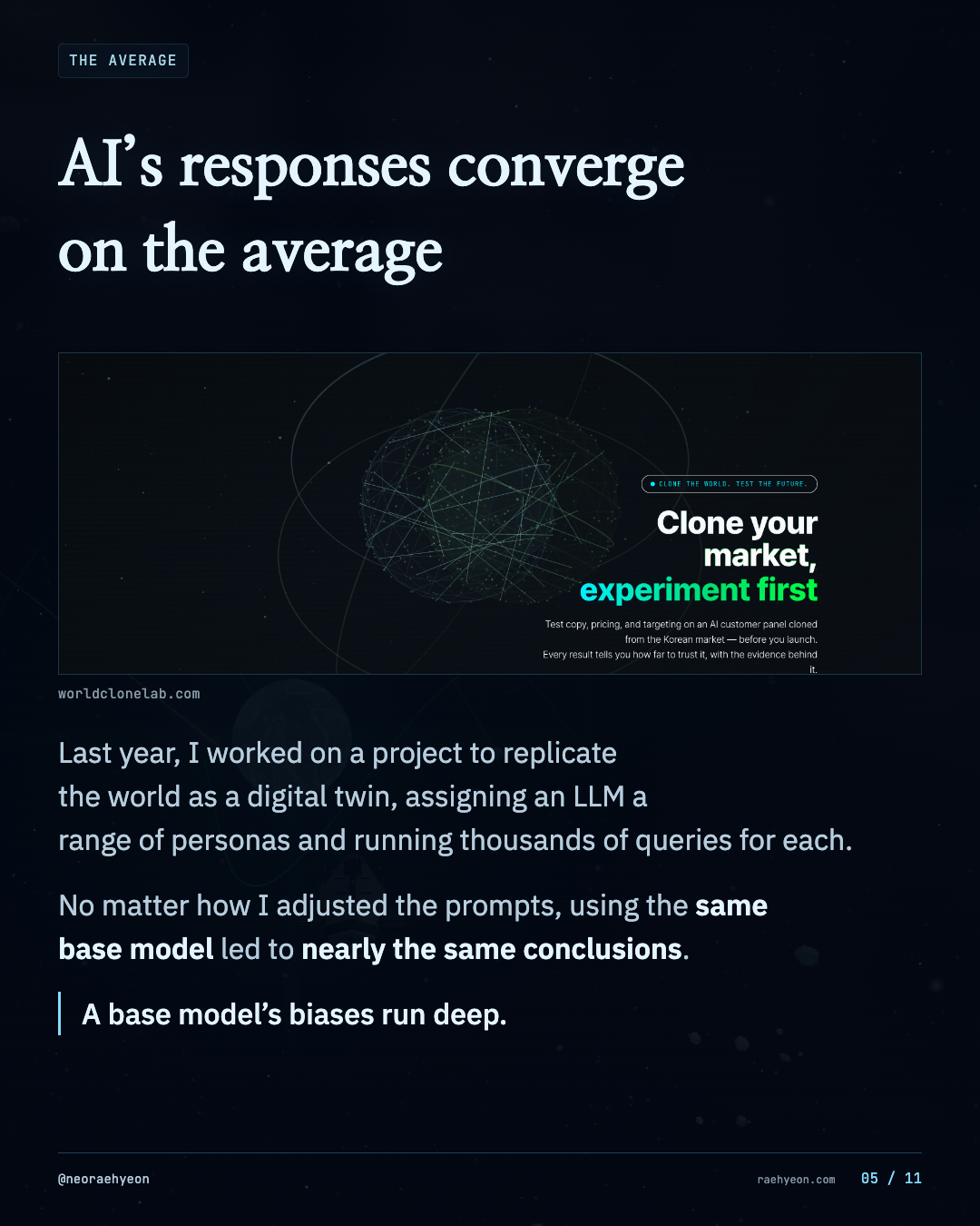 5 / 11 · AI’s responses converge on the average